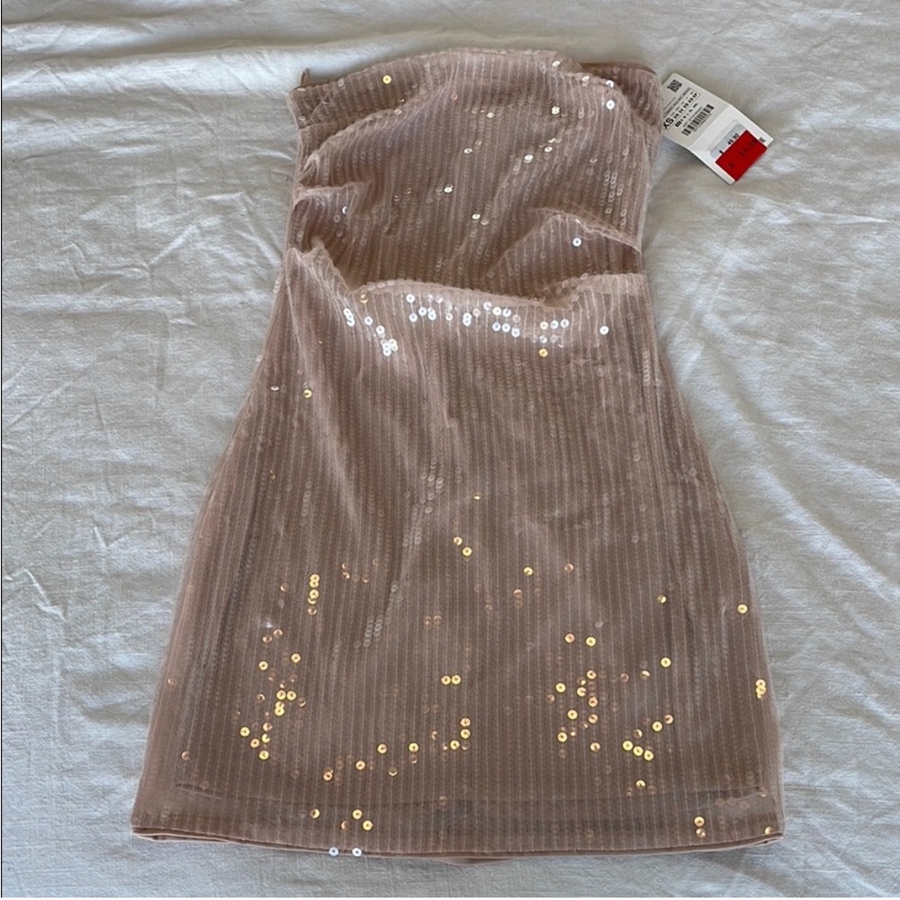 Zara Nude Sequin Mini Dress NWT